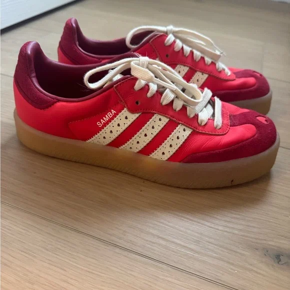 Adidas Samba Bright Red and White Sneakers - Picture 1 of 4